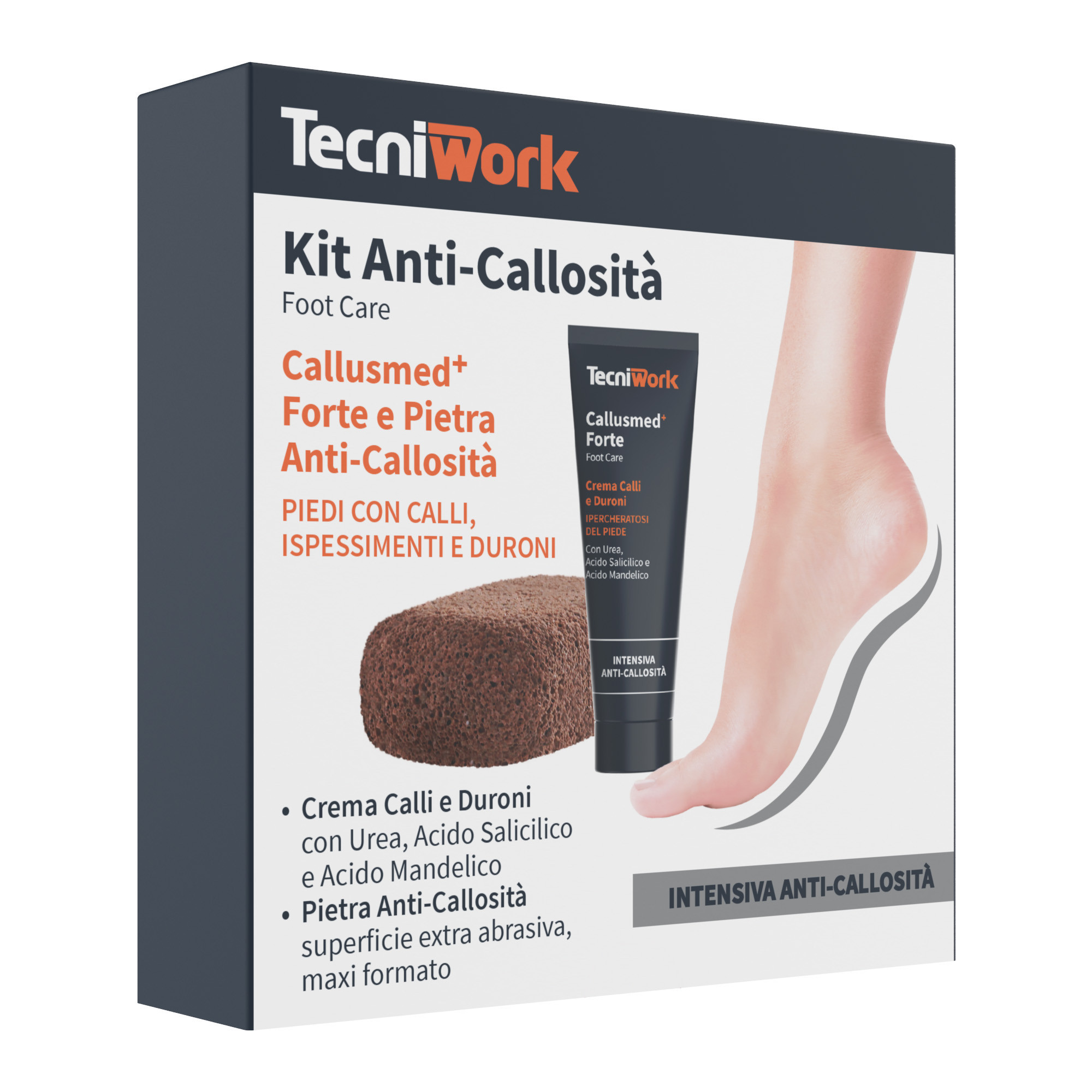 Crema piedi Callusmed+ Forte e Pietra abrasiva kit completo anti callosità 2 pz